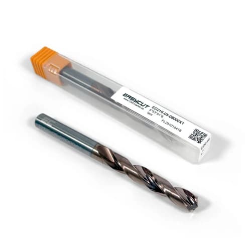 8mm Carbide Drill, 2 flutes, 5xD, Through Tool Coolant, 140°, 43mm LOC, Coated
